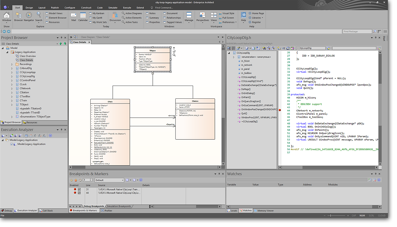 Enterprise Architect: Generation and Reverse Engineering of Source Code