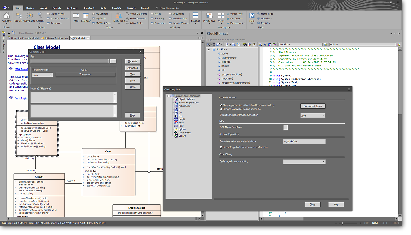 Enterprise Architect: Debugging, Compiling and Visualizing Executing Code